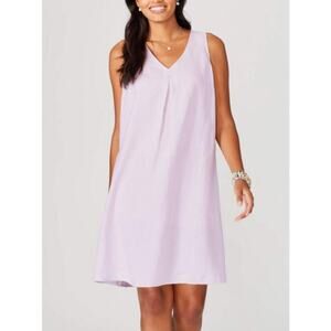 J. Jill Love Linen Women Linen Shift Dress Medium Purple Pockets V Neck Coastal
